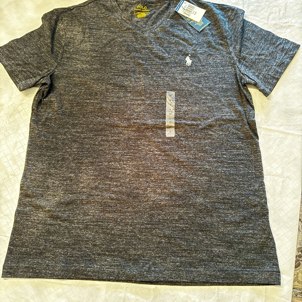 NWT Polo Ralph Lauren Gray V-Neck T-Shirt Classic Pony Logo Size M